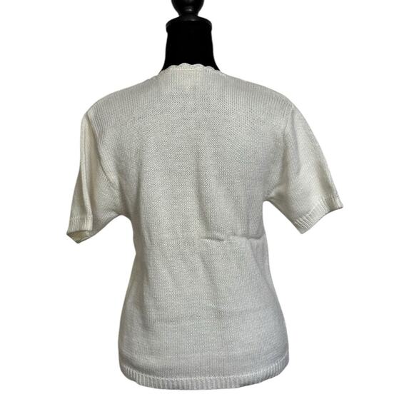 VTG Russ Petite Small Hawaiian Sweater Knit Womens Floral Shirt Sleeve Cottage - Picture 6 of 10